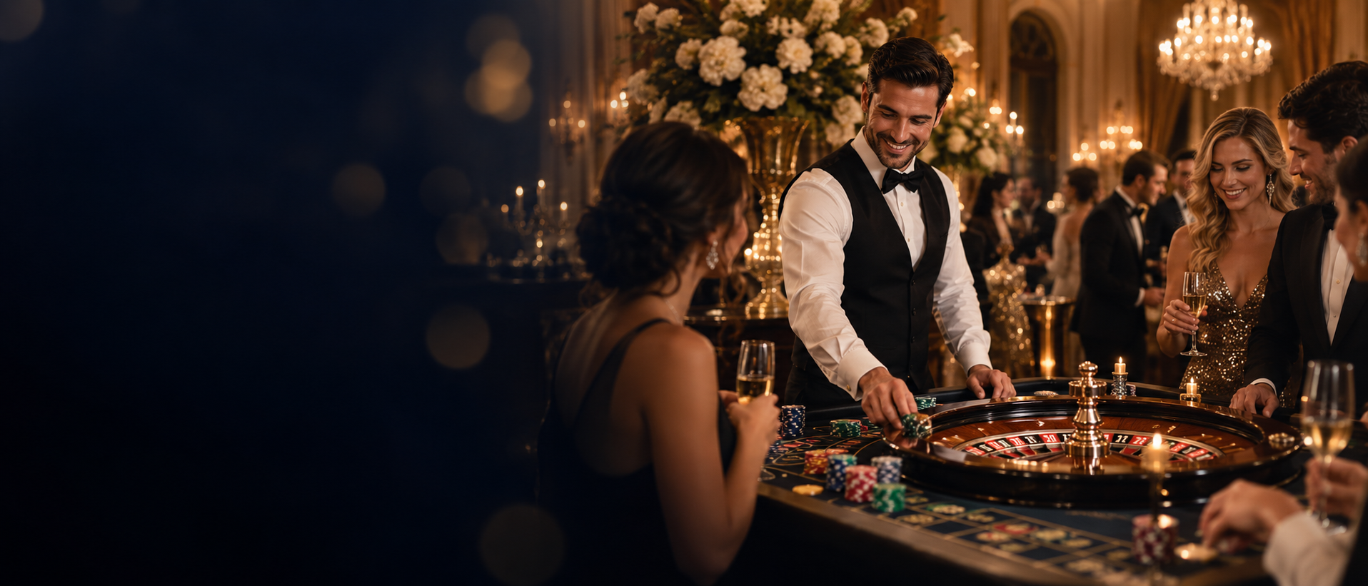 Animation élégante autour d’une table de jeu lors d’une soirée haut de gamme